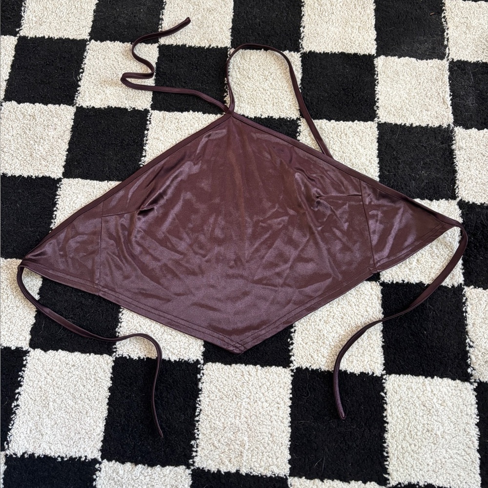 Silky Brown Tie Top